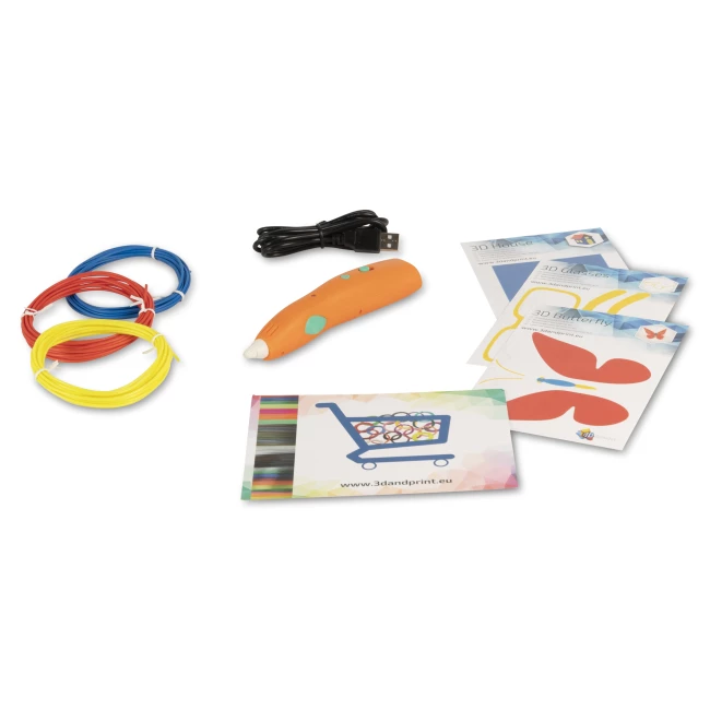 3D Stift Starter-Set für Kinder - Orange – Kombiangebot mit 2x selbstgemachten 3D-Druck-Spielzeugen