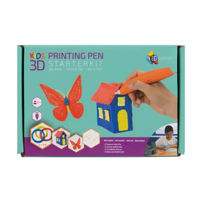 Kids 3D-Pen Starter Kit - Orange - Combodeal with 2x DIY 3D Print Moving Toys
