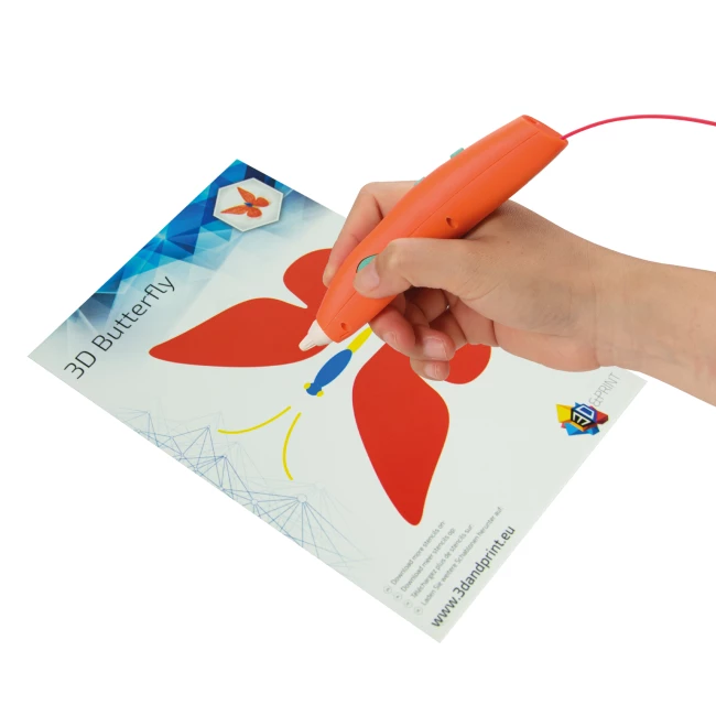 Kids 3D-Pen Starter Kit - Orange - Combodeal with 2x DIY 3D Print Moving Toys