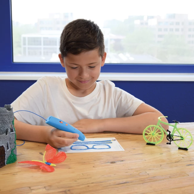 Kids 3D-Pen Starter Kit - Blue - Combodeal with 2x DIY 3D Print Moving Toys