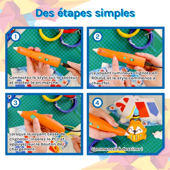 Kit de Stylo 3D pour Enfants - Bleu