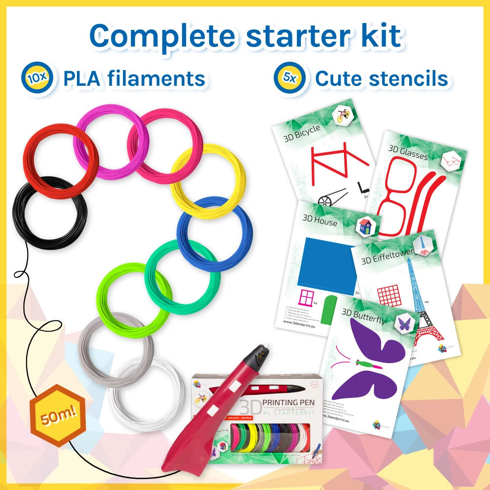 3D Pen Starter Kit - Blue - Combodeal with Filament Package - 6 Colours - 6
