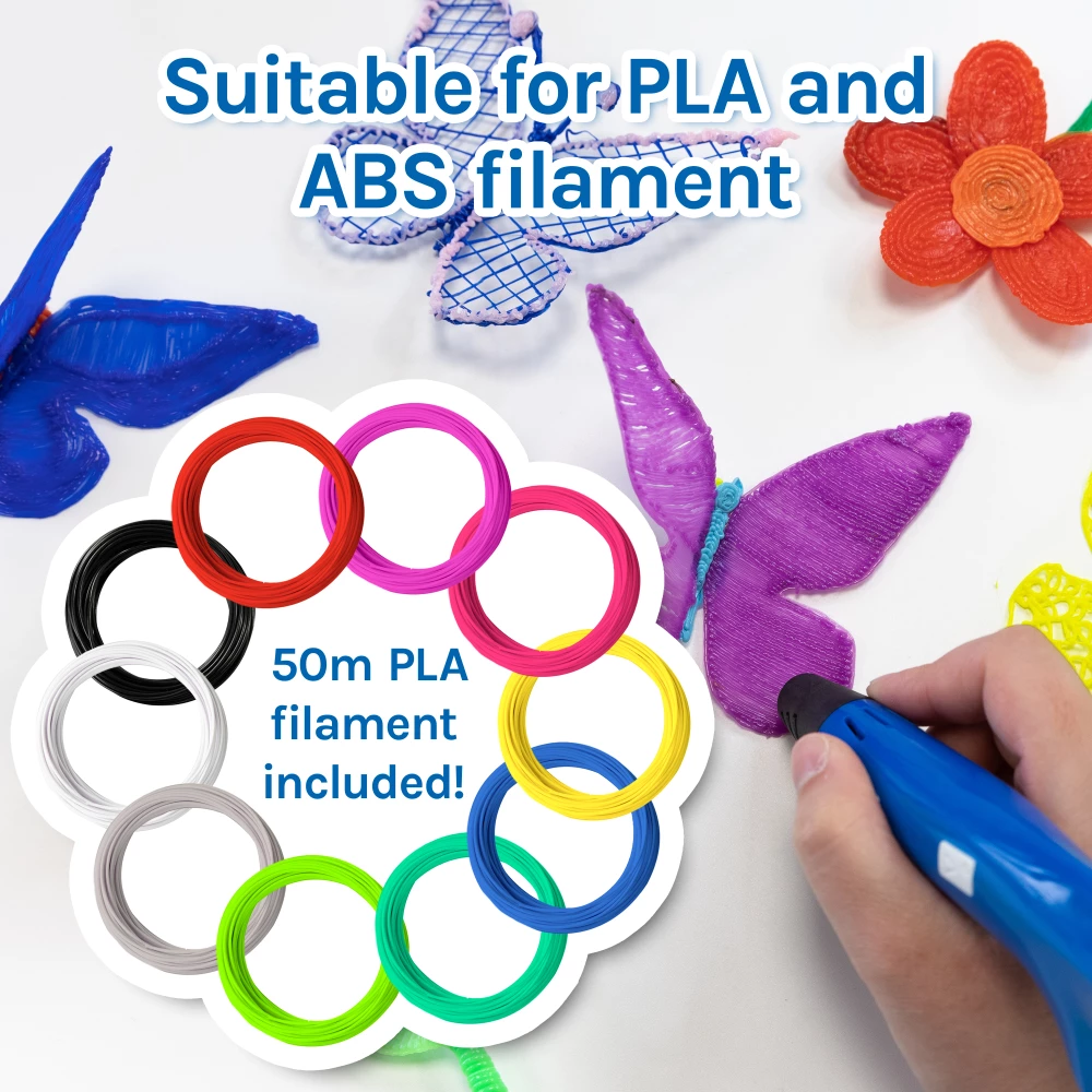 3D Pen Starter Kit - Blue - Combodeal with Filament Package - 6 Colours