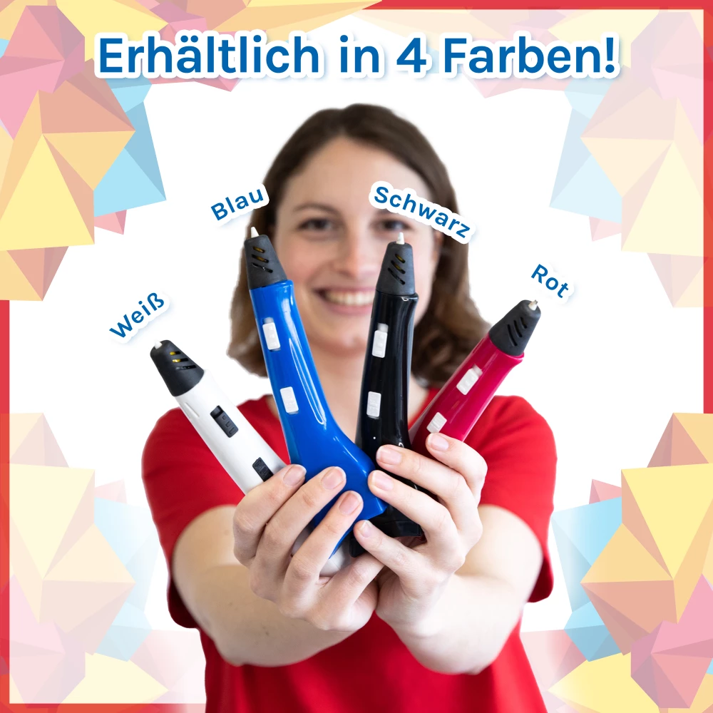 3D Stift Anfängerpaket - Schwarz – Kombiangebot mit Filamentpaket – 6 Farben - 14