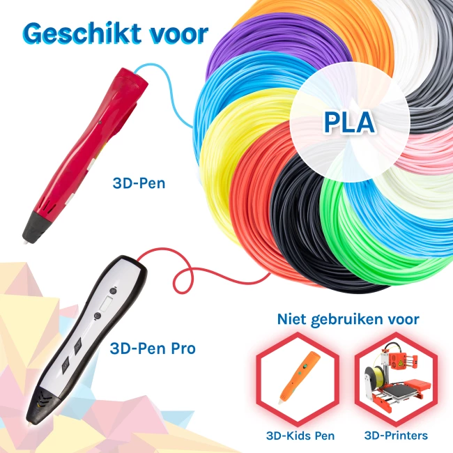 PLA Filament Pakket - 9 kleuren - 1,75mm - 9 x 10 meter