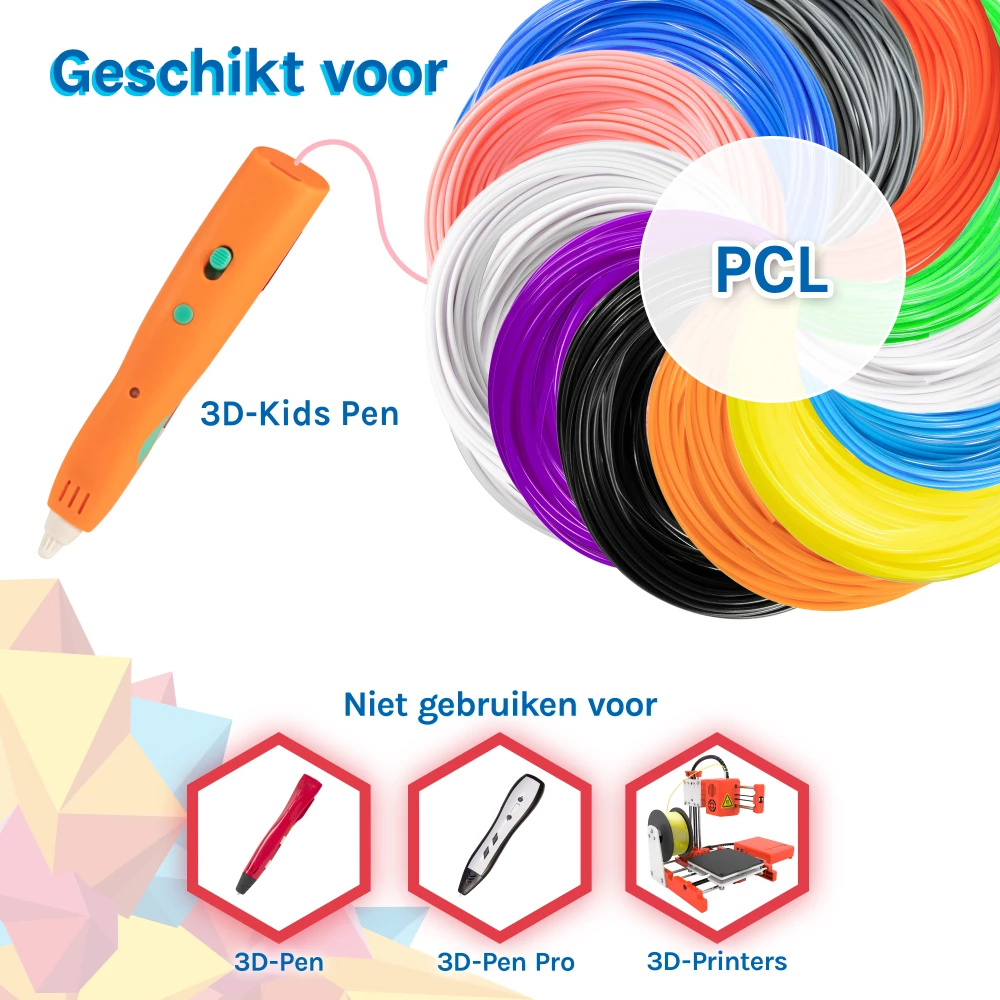 PCL Filament voor de Kids 3D-Pen - 1,75 mm - 10 meter - Fluoriserend Roze - 2