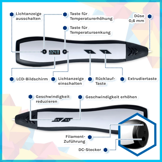 3D Druck Stift Pro - Starterpaket Schwarz